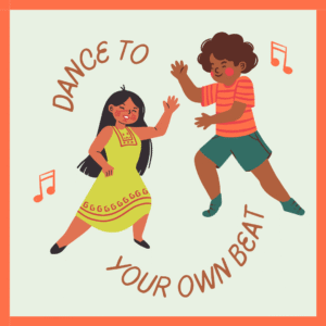 orange and brown illustrated dancing instagram post